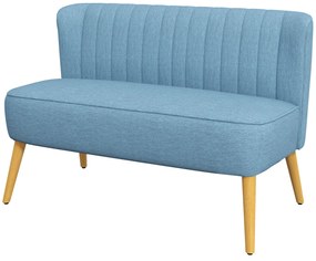 HOMCOM Canapea de 2 locuri în stil retro, captuseală moale, husă ușor de întreținut, până la 150 kg, 117 x 56,5 x 77 cm, Albastru | Aosom Romania