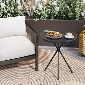 Outsunny Masa de grădină rotundă Ø 60 cm, masă de terasă cu cadru din oțel, capacitate de 50 kg, pentru interior și exterior, negru | Aosom Romania