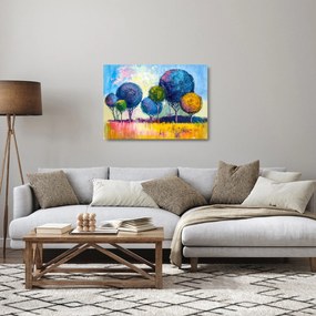 Tablou pe sticlă - Copaci, pictură în ulei (70x50 cm)