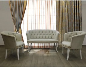 Fotoliu Milano, bej, picioare albe, Homs