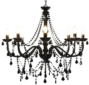 vidaXL Candelabru cu mărgele, negru, 8 becuri E14
