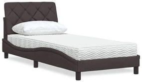 vidaXL Pat cu saltea, maro închis, 90x200 cm, textil