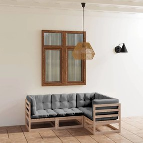 3076594 vidaXL Set mobilier de grădină cu perne, 4 piese, lemn masiv de pin