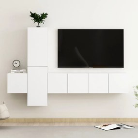 vidaXL Set dulapuri TV, 5 piese, alb, lemn prelucrat
