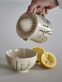 Storcător de lămâi din ceramică cu motive botanice, L14,5×H14×W10 cm, natural, „Bea"