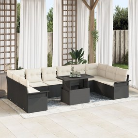 vidaXL Set de canapele pentru grădină cu pernă cu pernă 11 pcs Negru Maro