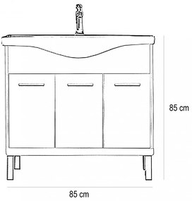 Dulap inferior Nerva 85 cm cu lavoar, stejar Sonoma