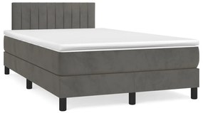 vidaXL Pat box spring cu saltea, gri închis, 120x190 cm, catifea