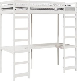 vidaXL Cadru de pat tip loft Alb 80 x 200 cm Lemn de pin masiv