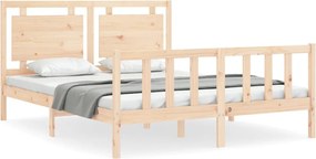 vidaXL Cadru de pat cu tăblie, king size, lemn masiv