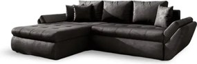 Colțar extensibil dumonde cu ladă de depozitare si sezut confortabil din spuma high-density, Loana Madagaskar Black 270x185 cm