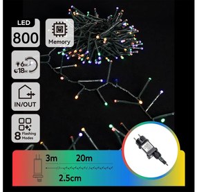 Aigostar - Instalație luminoasă LED de exterior pentru Crăciun, 800 LED, 8 funcții, 23 m, IP44, multicolor