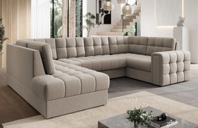 Coltar extensibil stanga 5 locuri ELTAP, LT-18SO, Blewett, 299x198x82 cm, lemn/poliester, bej inchis