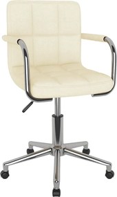 vidaXL Scaun de birou pivotant, crem, material textil