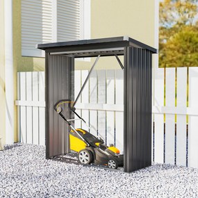 Outsunny Adăpost pentru Lemne din Oțel cu Bază Ridicată și Acoperiș Inclinat Gri | Aosom Romania