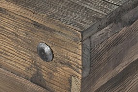 Măsuță de cafea dreptunghiulară din lemn de pin reciclat, natur, în formă de ladă cu nituri din metal, 41 x 78 x 59 cm, „Bravon” – Ethnic Collections