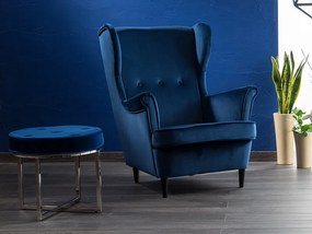 Fotoliu tapitat catifea Culoare Bleumarin / Wenge, LORD VELVET