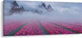 Tablou - Peisaj cu câmpuri de lalele (120x50 cm)