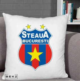 Perna Personalizata Steaua Bucuresti Fotbal, 40x40 cm, Alb Pufos, Husa Detasabila, Perna Inclusa, BEKZ®
