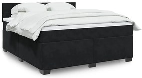 vidaXL Pat box spring cu saltea, negru, 180x200 cm, catifea