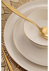 Set de masă, 26 piese, porțelan, alb/auriu