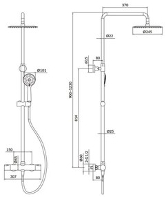 Cersanit S951-340 CITY set duș cu baterie termostatică crom lucios
