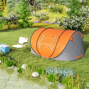 Outsunny Cort de Camping Pop Up pentru 2 Persoane cu 2 Uși, 4 Ferestre și Înveliș Impermeabil, 263.5x220x123 cm, Verde | Aosom Romania