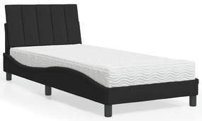 vidaXL Pat cu saltea, negru, 90x190 cm, catifea