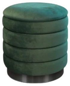 Taburet Favo cu spatiu de depozitare, structura mdf, catifea - VERDE INCHIS