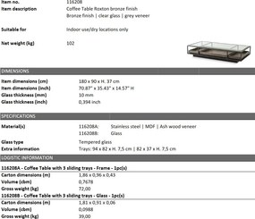 Masuta de cafea design LUX Roxton, 180x90cm