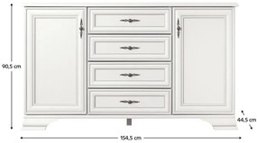 Comoda KENTAKT KOM2D4S, alb alpin