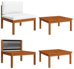 Set mobilier de gradina cu perne, 2 piese, lemn masiv acacia 1, Canapea de mijloc +masuta de cafea