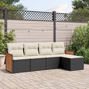 3227596 vidaXL Set mobilier de grădină cu perne, 5 piese, negru, poliratan