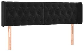 3119154 vidaXL Tăblie de pat cu aripioare negru 147x16x78/88 cm catifea