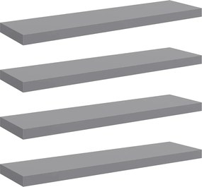 vidaXL Rafturi de perete suspendate, 4 buc., gri, 90x23,5x3,8 cm, MDF