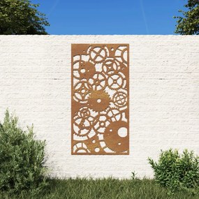 824492 vidaXL Decor perete grădină 105x55 cm design roți zimțare oțel Corten