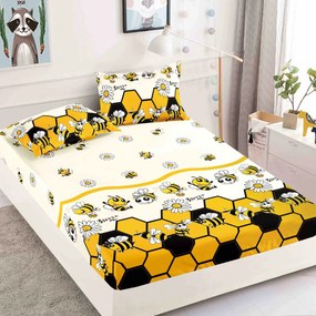 Lenjerie de pat 3 cu elastic 100% bumbac - a701 de la Onesleep