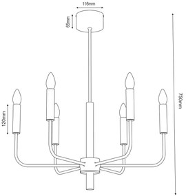 Lustră pe cablu AKASYA 6xE14/15W/230V negru/auriu