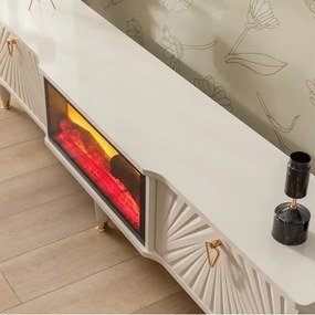 Comoda tv cu semineu Calvin, culoare bej 160 cm