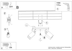 Spot Sollux SL.1370 WINX 4xGU10/10W/230V negru/crom