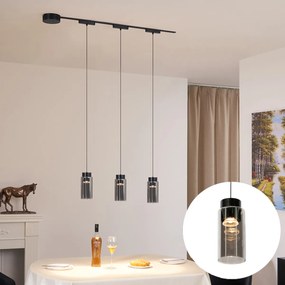 Sistem modern de iluminat pe șine cu 3 pandantive negre monofazate - Magnetic Vance