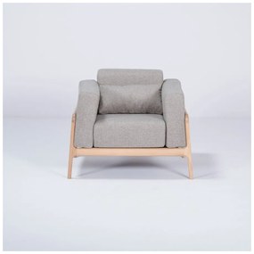 Fotoliu din lemn de stejar Gazzda Fawn, gri