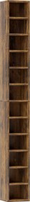 HOMCOM Depozitare pentru CD și DVD cu 12 compartimente, capacitate max. 204 CD, 21 x 20 x 175 cm, maro rustic | Aosom Romania