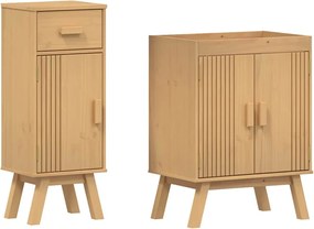 vidaXL Set de mobilier pentru baie cu ușă 2 pcs Maro Lemn masiv de pin