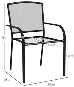 Set de 2 scaune de grădină Outsunny, scaune de exterior stivuibil