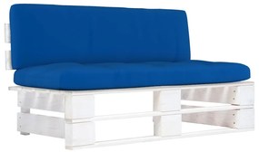 Canapea de mijloc de gradina din paleti, lemn de pin alb tratat Albastru regal, canapea de mijloc, Alb, 1