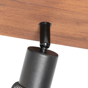 Spotlight industrial negru cu lemn 3 lumini - Kristina