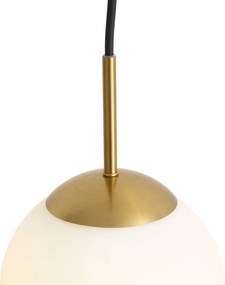 Lampă suspendată Art Deco Auriu cu sticlă opal IP44 - Flore