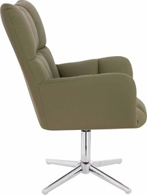 HR650CROSS Scaun Khaki Piele Ecologica Premium Soft cu Bază Cromata