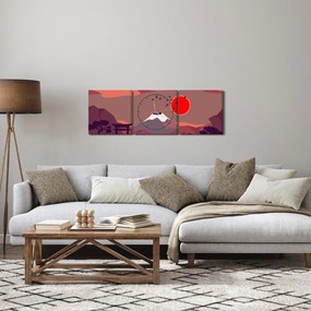 Tablou - Ilustrație a Muntelui Fuji (cu ceas) (90x30 cm)